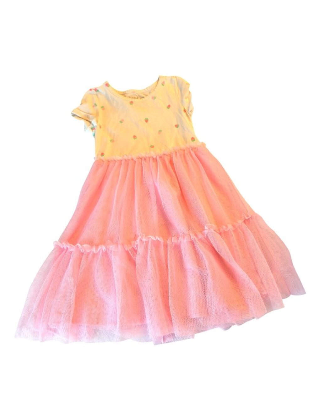 Cat & Jack Strawberry Tulle Dress Girls XS 4/5 Pink Mesh Party Dress Cute